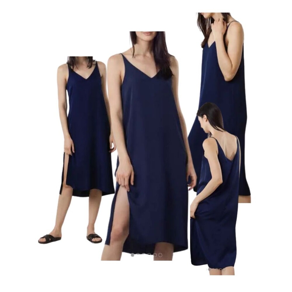 GRANA Women's 100% Silk Cami Knee Dress SZ M